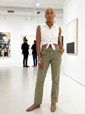 LAUREN Ralph Lauren Womens Pants 4 Olive Green High Rise Side Buckle